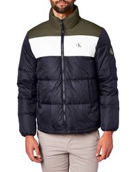 Calvin Klein Color Block Down Puffer Piumino - Blu