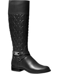 Michael Kors - Kincaid Embossed Faux Leather & Logo Riding Boot - Lyst