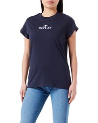 Replay - T-Shirt Donna ica Corta con Logo con Scritta - Lyst