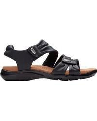 Clarks - S Kitly Ave Leather Black Sandals 5.5 Uk - Lyst