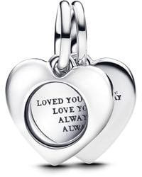 PANDORA - Moments 793671C00 Pendentif double breloque en forme de cœur avec loupe en argent sterling Compatible avec les bracelets Moments - Lyst