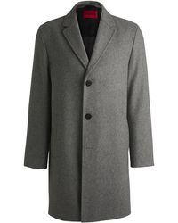 HUGO - Regular-Fit Mantel Aus Meliertem Woll-Mix - Lyst