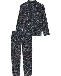 Schiesser - Schlafanzug lang mit Knopfleiste Flanell-Nightwear Set Pyjamaset - Lyst