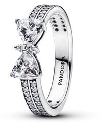 PANDORA - Bague en argent pour femme avec nœud scintillant double rangée 193552C01 - Lyst