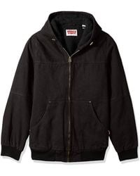 Levi's - Mens Tall Cotton Canvas Workwear Hoody Bomber With Full Sherpa Lining Denim Jacket - Lyst