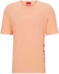 HUGO - S T-shirt Rn Relaxed Cotton-jersey T-shirt With Contrast Vertical Logo - Lyst