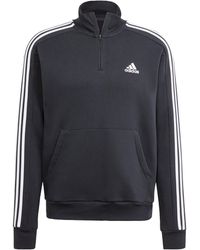 adidas - Essentials Fleece 3-stripes Sweatshirt Met 1/4-rits - Lyst
