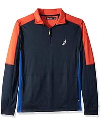 Nautica Ls Performance Polo Sweat-Shirt de Sport Homme - Bleu