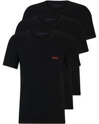 HUGO - T-Shirt RN Triplet P Dreier-Pack T-Shirts aus Baumwolle mit Logos Schwarz M - Lyst