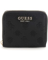 Guess - Phoebe SLG Small Zip Around Wallet S Black Logo - Lyst