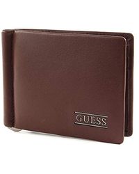 Guess New Boston Money Clip Card Case Brown - Marrone
