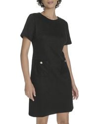 Tommy Hilfiger - Short Sleeve High Neck Novelty Button Sheath Mini Dress - Lyst
