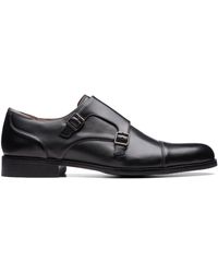Clarks - Craft Arlo Monk Leather Shoes In Black Standard Fit Size 9 - Lyst