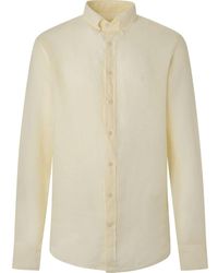 Hackett - Garment Dyed Linen Bs Shirt - Lyst