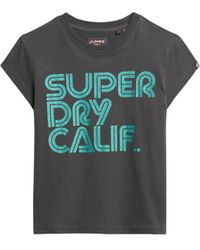 Superdry - Retro T-Shirt mit Glitzer-Logo Vintage Schwarz 42 - Lyst