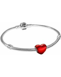PANDORA - Armband Starterset Metallisch-Rotes Herz Siber zauberhafter Silberschmuck für Frauen - Lyst