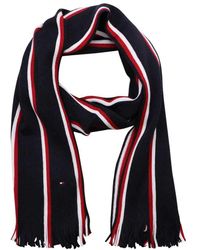 Tommy Hilfiger Schal Strick Wollanteil Fransen Streifen dunkelblau - Mehrfarbig