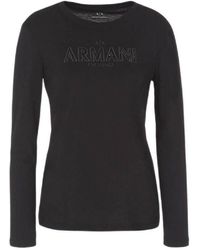 Emporio Armani - A | X Armani Exchange Cotton Jersey Long Sleeved Embellished Logo Tee - Lyst