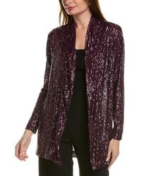 Anne Klein - Sequin Drape Front Cardigan Jacket Deep Plum - Lyst