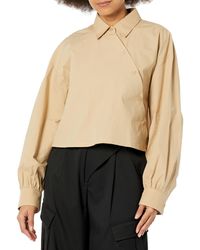 The Drop - Travertine Cropped Asymmetric Front Shirt By @karenbritchick - Lyst