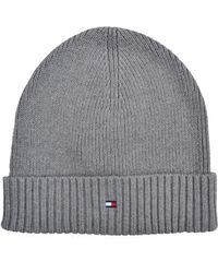 Tommy Hilfiger - Strickmütze Mütze Cotton Cashmere Beanie Baumwolle Kaschmir Grau One Size - Lyst