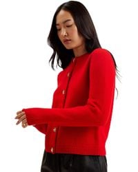 Ted Baker - S Wmk-jaycey-rose Button Crew Neck Cardigan Sweater - Lyst