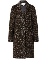 S.oliver - Wollmixmantel mit Leo-Muster und Eingrifftaschen Sandstein 40 - Lyst