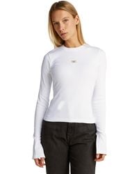 Calvin Klein - Donna Maglietta iche Lunghe Woven Label Rib Top Slim Fit - Lyst