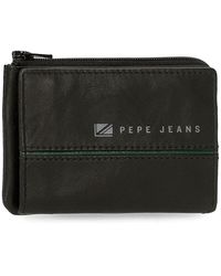 Pepe Jeans Alexa Monedero con Tarjetero Negro 11,5x8x1,5 cms Piel Sintética