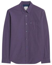 Ben Sherman - Long Sleeve Signature Gingham Button Up Shirt Plum X-large - Lyst