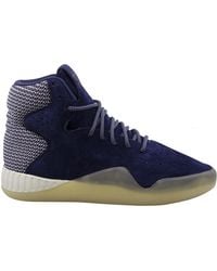 adidas - Tubular Instinct Blue Suede Leather Hi Lace Up S Trainers S80087 - Lyst