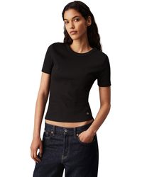 Calvin Klein - Jeans Woven Label Rib Fitted Tee J20j224458 - Lyst