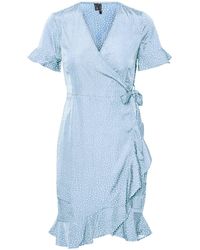 Vero Moda - VMHENNA 2/4 Wrap Frill Dress Noos Mini Abito - Lyst