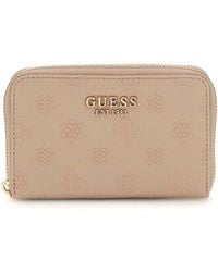 Guess - Phoebe SLG Medium Zip Around Wallet M Simply Taupe Logo - Lyst