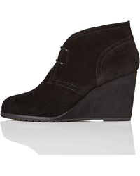 FIND Lace Up Wedge Bootie Ankle - Black