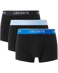 Lacoste - Lot de 3 boxers en coton stretch avec logo pour homme Noir/bleu clair/bleu - Lyst