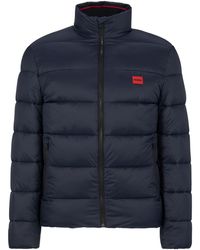 HUGO - Slim-fit Puffer Jacket With Red Logo Label - Lyst
