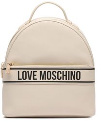 Love Moschino - Logo lettering avorio pu zaino - Lyst