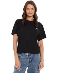 Guess - JEANS T-SHIRT MANICHE CORTE DONNA NERO - Lyst