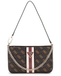 Guess - Noelle Mini Top Zip Shoulder Bag Brown Logo - Lyst