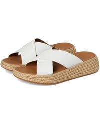 Fitflop - F-Mode Espadrille Leather Flatform Cross Slides Wedge Shoes 10 M (B) - Lyst