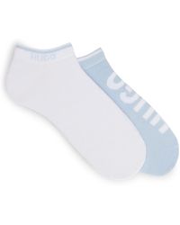 HUGO - S 2p As Logo Col Cc Two-pack Of Cotton-blend Socks In An Ankle Length - Lyst