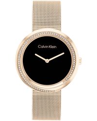 Calvin Klein - Orologio Analogico al Quarzo da Donna con Cinturino in Maglia Metallica in Acciaio Inossidabile Color Oro Rosso - Lyst