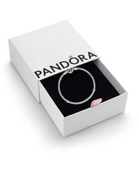 PANDORA - Moments Daisy Flower Clasp Snake Chain Bracelet - Lyst