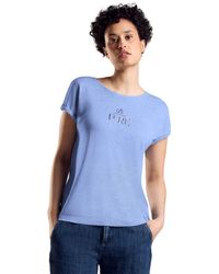 Street One - T-Shirt mit Wording breath of air blue,44 - Lyst