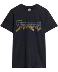Superdry - T-Shirt mit Rockband-Grafik Schwarz M - Lyst