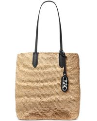 Michael Kors - Eliza Large North/South Tote Natural/Black One Size - Lyst