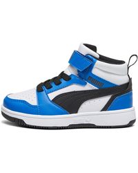 PUMA - Rebound V6 Mid Sneakers, Blauw/Zwart/Wit, Maat 27,5 - Lyst