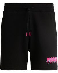 HUGO - S Dapalmi Cotton-terry Shorts With New-season Logo - Lyst