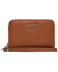 Guess - Porte-Monnaie Amorette SLG Double Zip Wallet Cognac Brun - Lyst